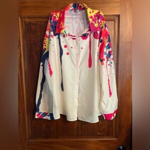 Paint splattered blouse. Size 3XL. NWOT